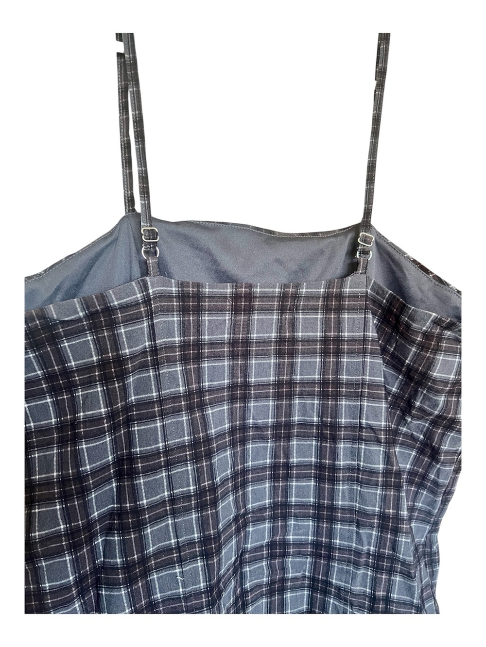 Madden NYC Plaid Preppy Grunge Bubble Hem Mini Dress Party Festival  SZ XXL Gray - Picture 4 of 8